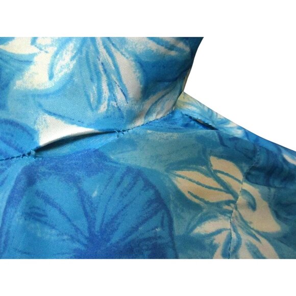 Vintage Blue Floral Short-Sleeve Dress With Large Collar & Button-Front - Picture 5 of 6